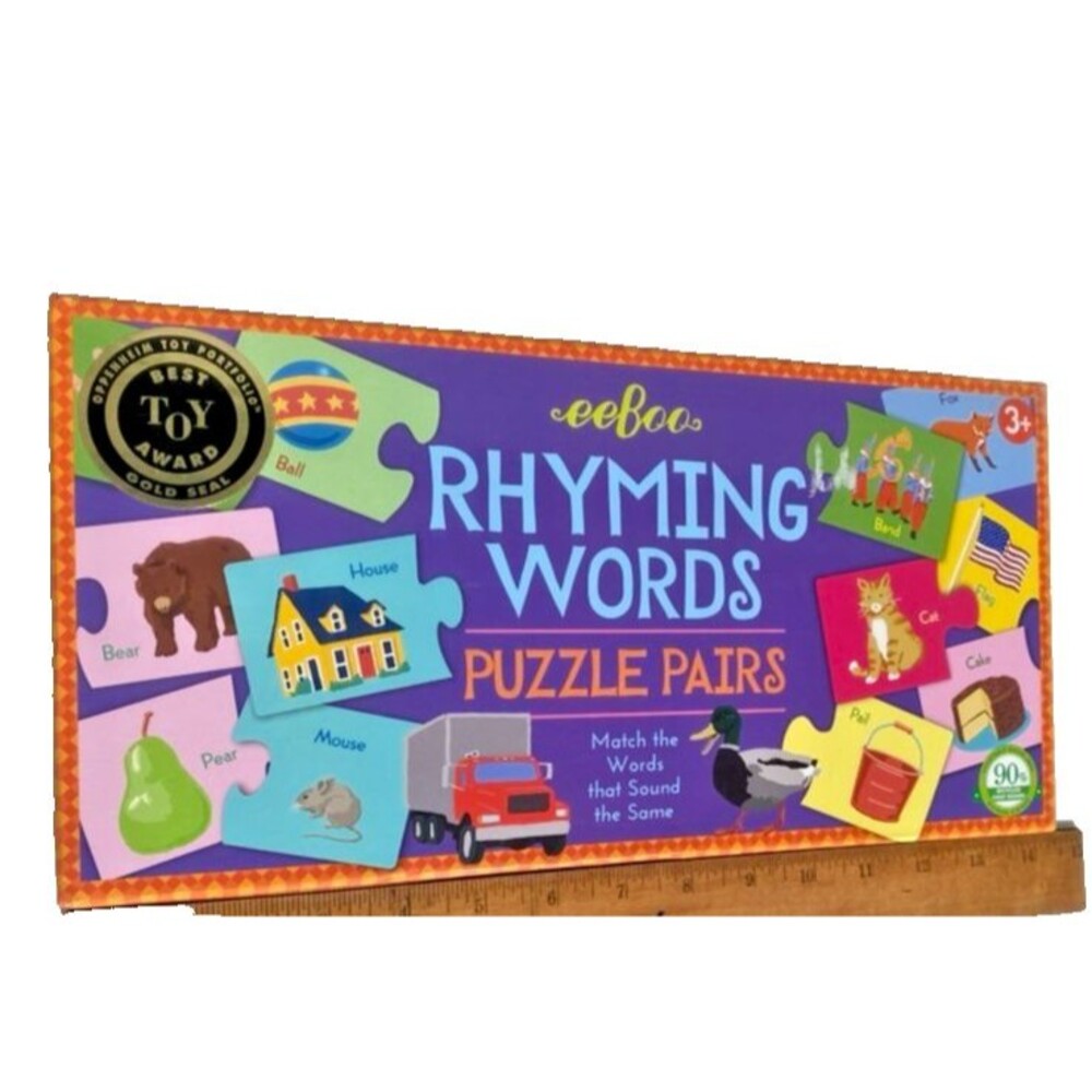 Rhyming Words Puzzle Pairs Game by eeBoo- Learn-2006 Edition- Complete! Ages 3+
